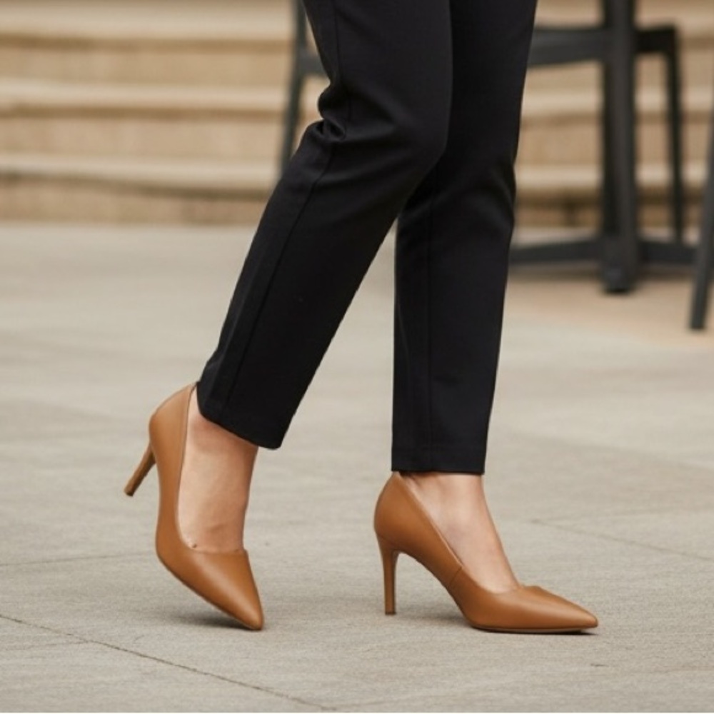 Alfani Step N Flex Leather Pumps Caramel Brown Pumps Tan Heels Size 9M NWOB - Picture 8 of 9